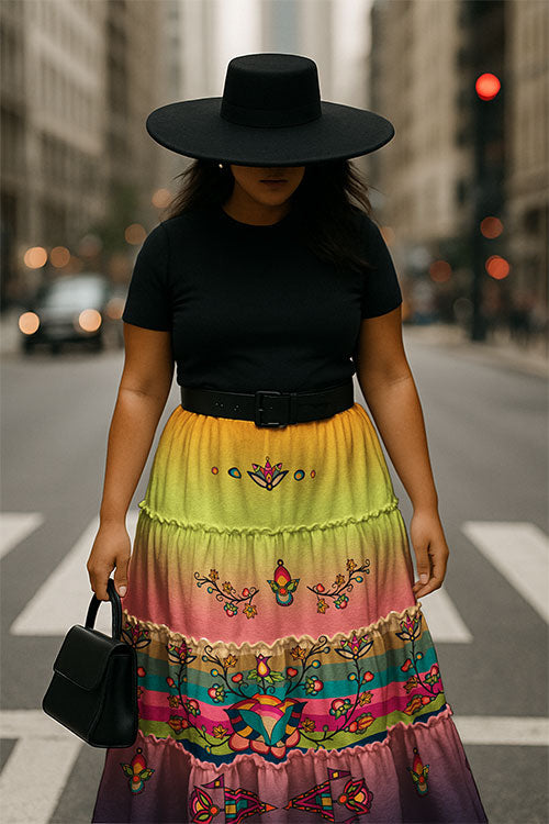 Sacred Bloom Vine Three Tier Skirt