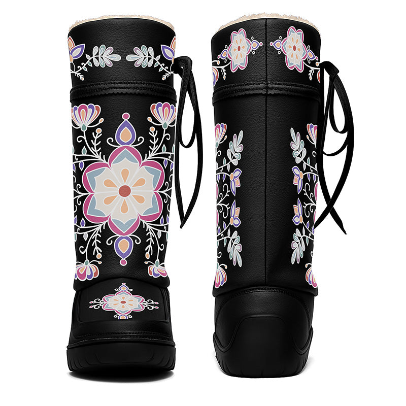 Aurora Petal Glow Black Real Leather MocLux Tall