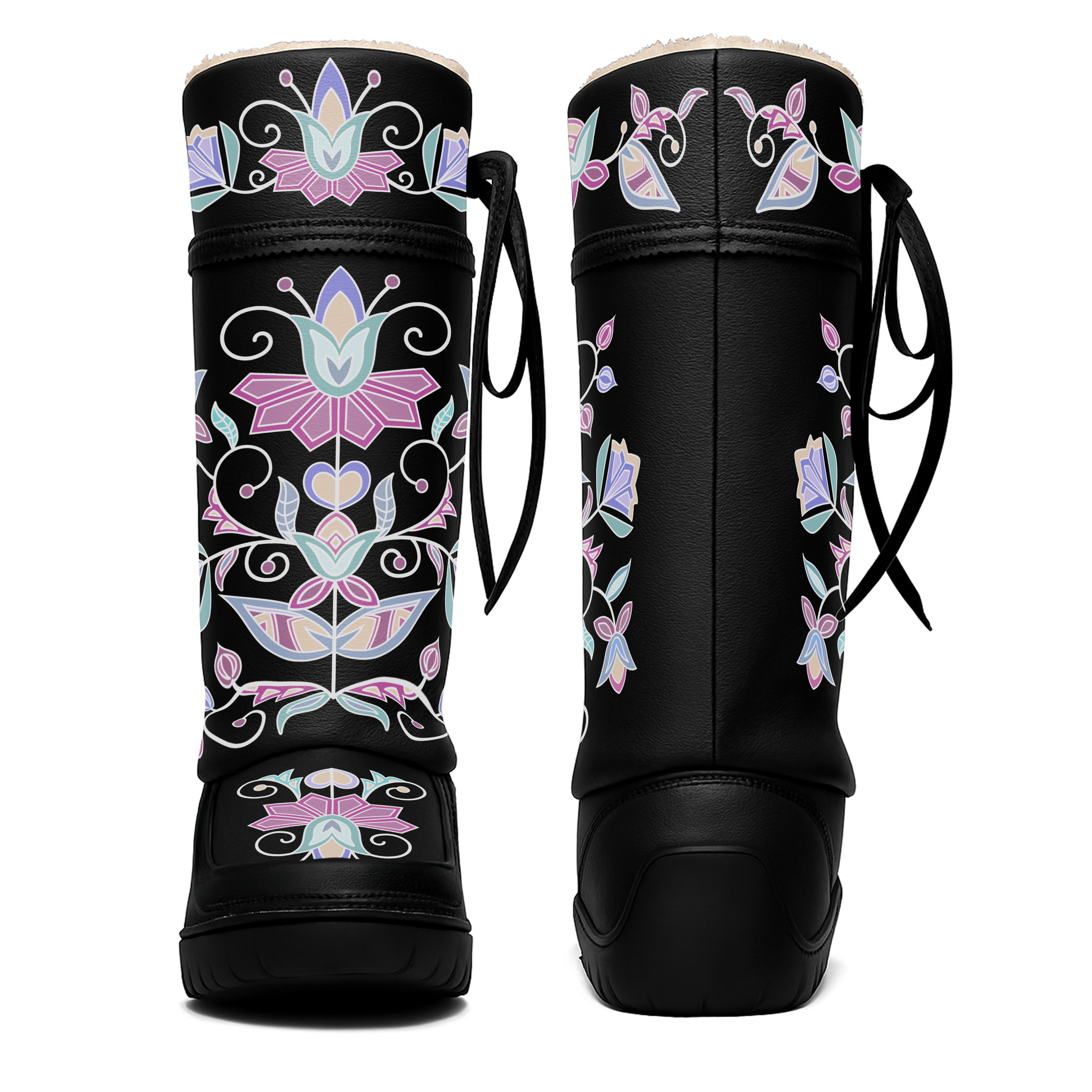 Moonlit Frost Black Real Leather MocLux Tall