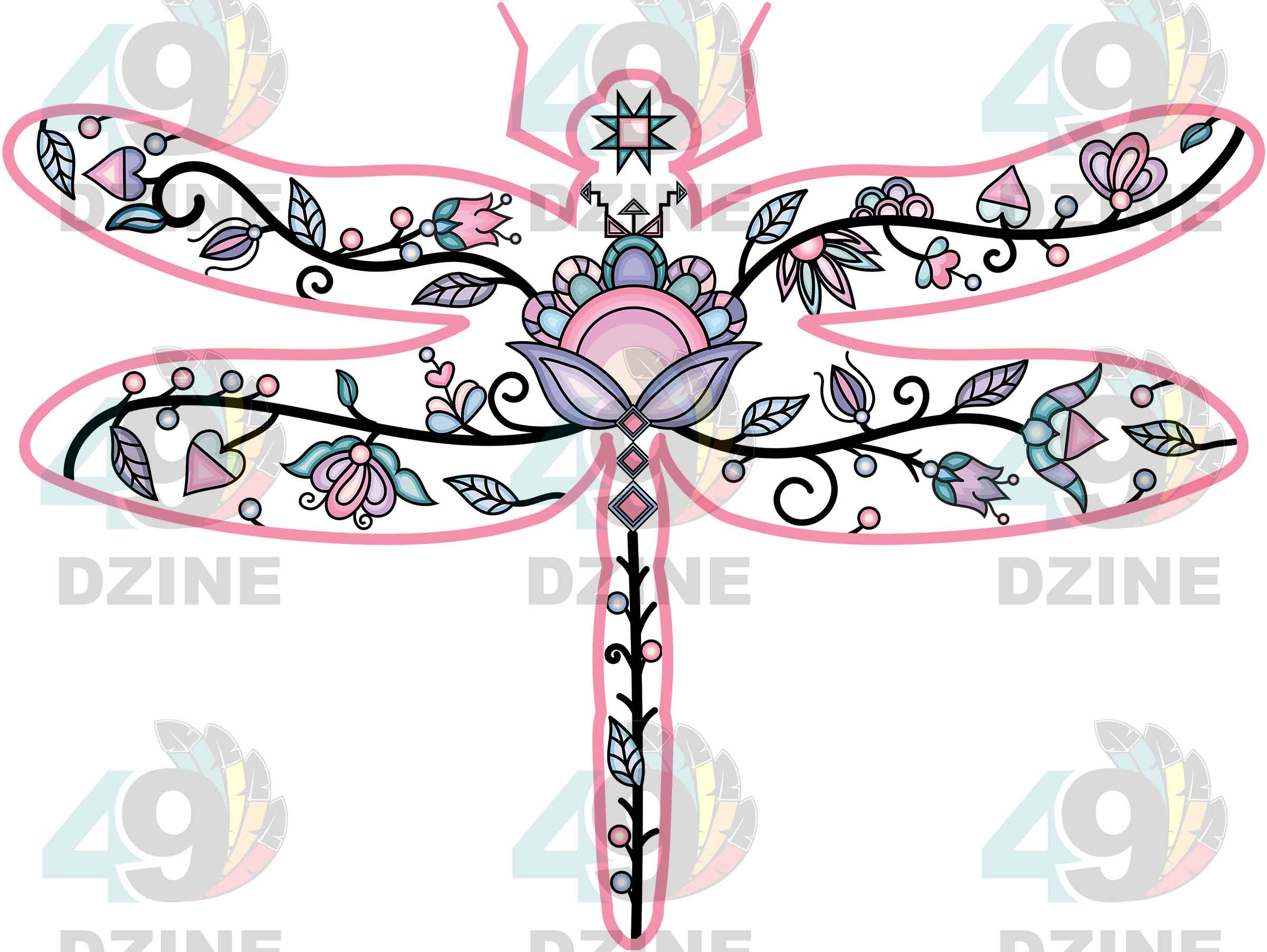 Dragonfly Floral Animals 02 Various Sizes