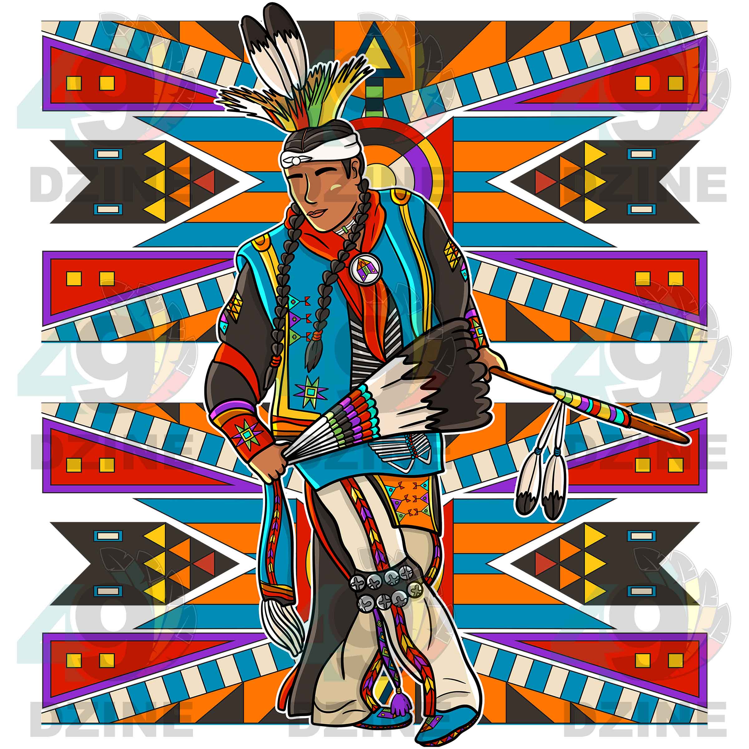 Fancy Dancer 12 with Geometric Design Transfer (Various Sizes)