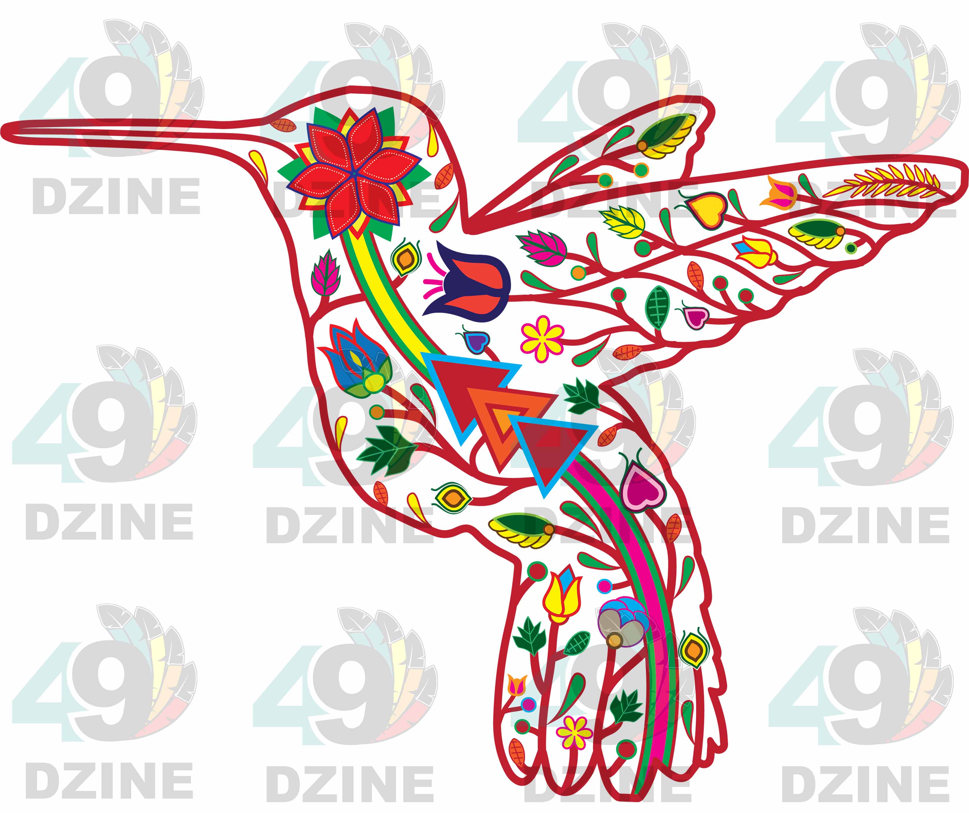 Floral Hummingbird UV Sticker