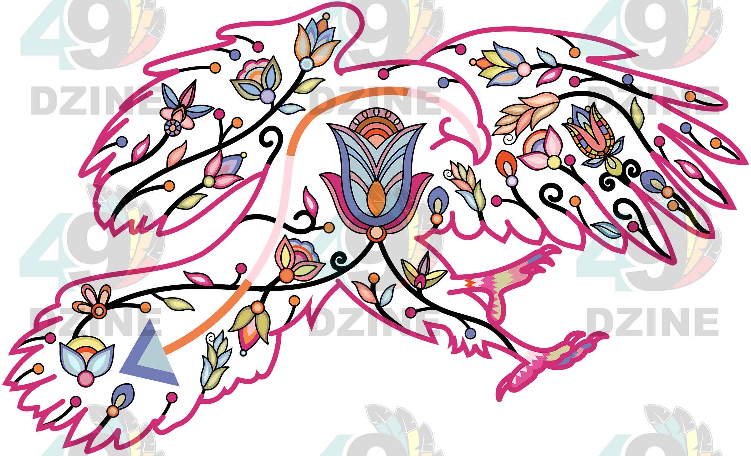 Hawker Floral Animals 02 Various Sizes