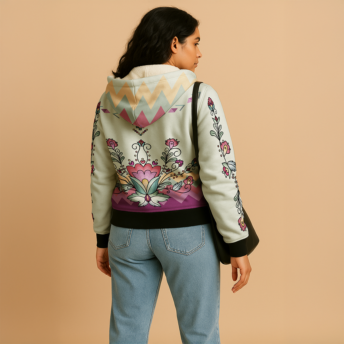 Sunset Berry Bloom Women's Sherpa Hoodie