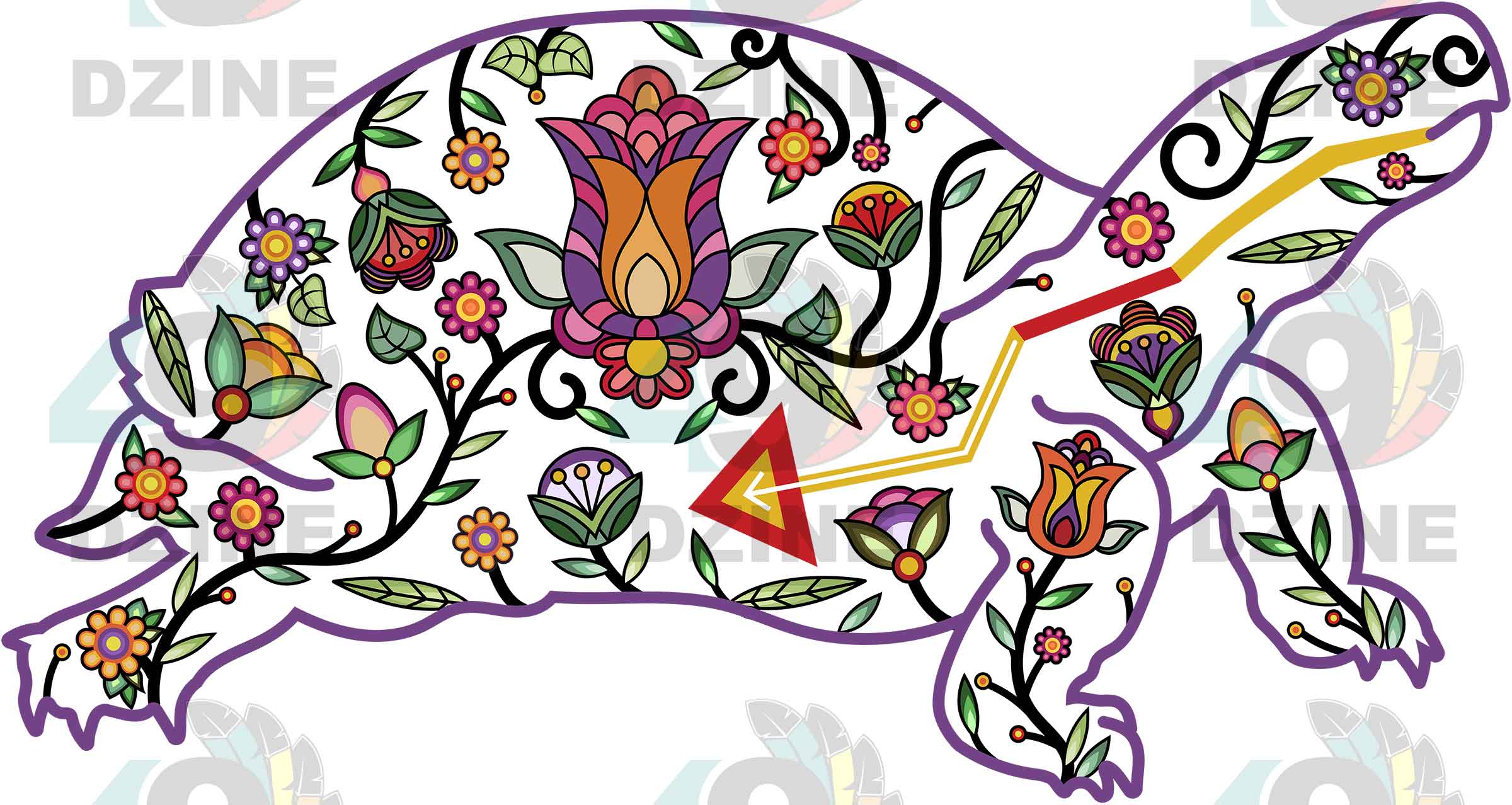 Land Turtle Floral Animals 02 Various Sizes