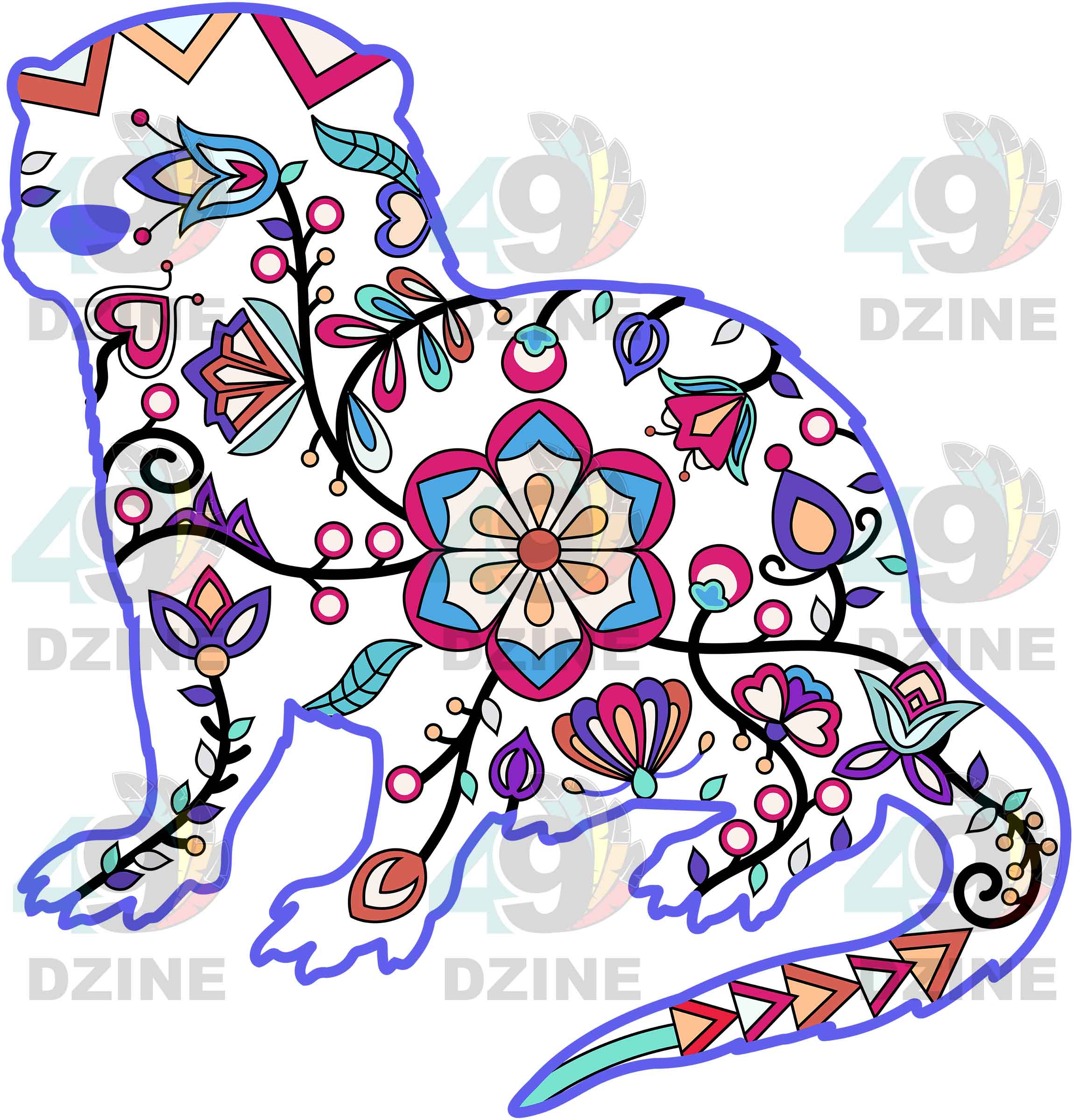 Otter Floral Animals 02 Various Sizes