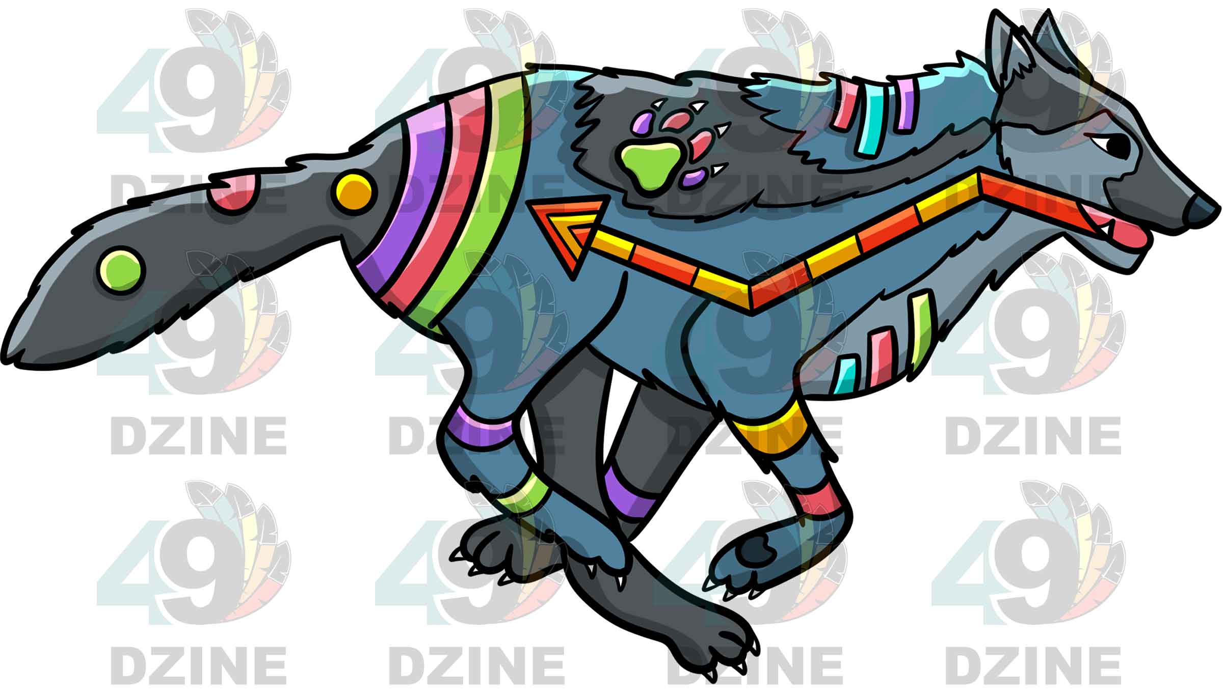 Wolf 5 Colored UV Sticker