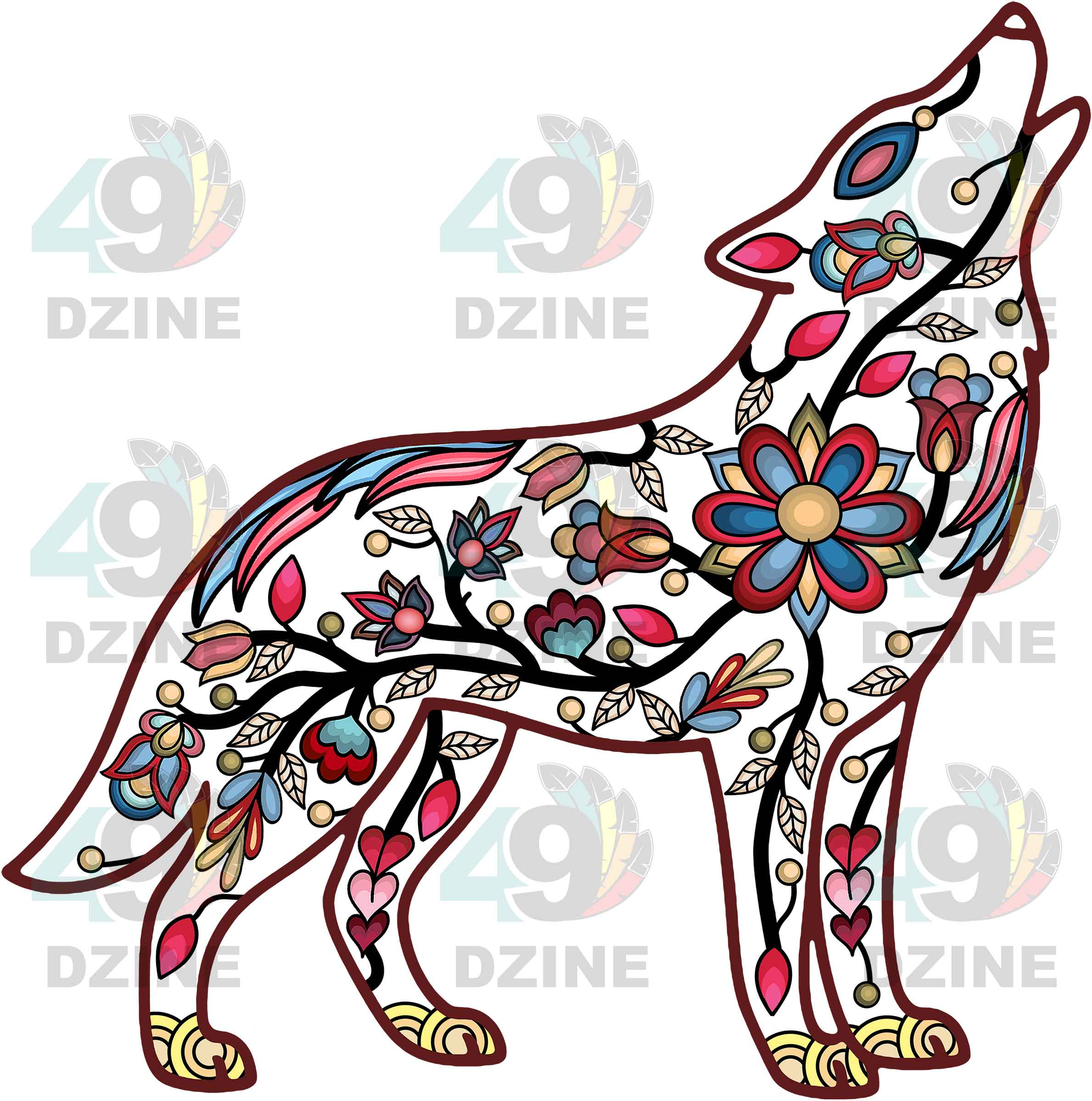 Wolf Animal Motif 2 Various Sizes