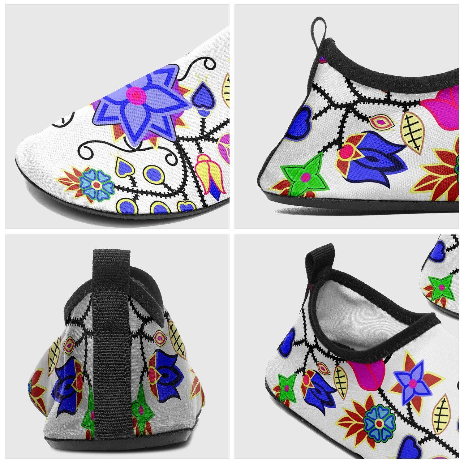 Floral Beadwork Seven Clans White Sockamoccs Kid's Slip On Shoes 49 Dzine