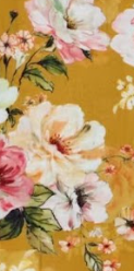 Spring Flowers Ochre Cotton Fabric