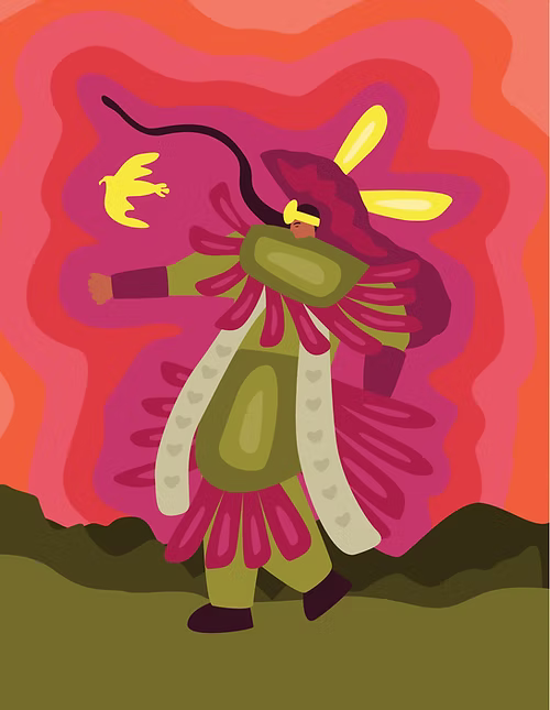 Bada Jean Eagle Grass Dance Print