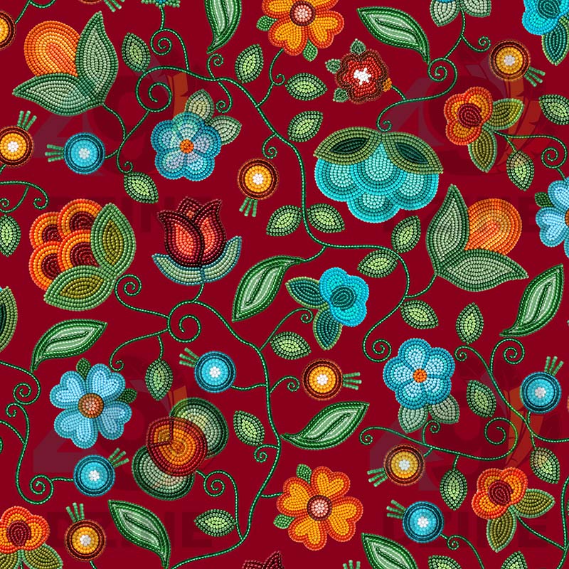 Prairie Fire Petals Red Cotton Poplin