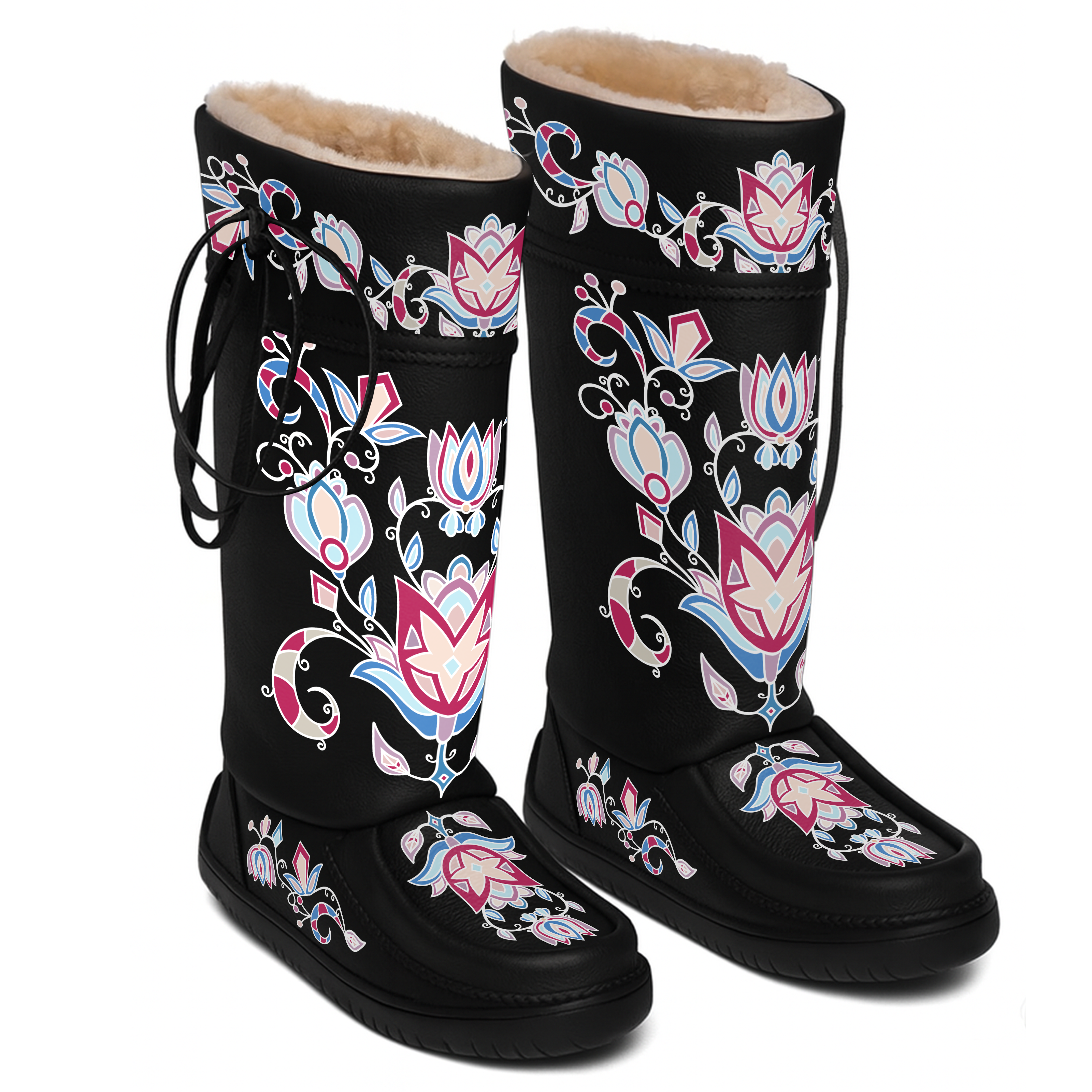 Northern Ember Black Real Leather MocLux Tall