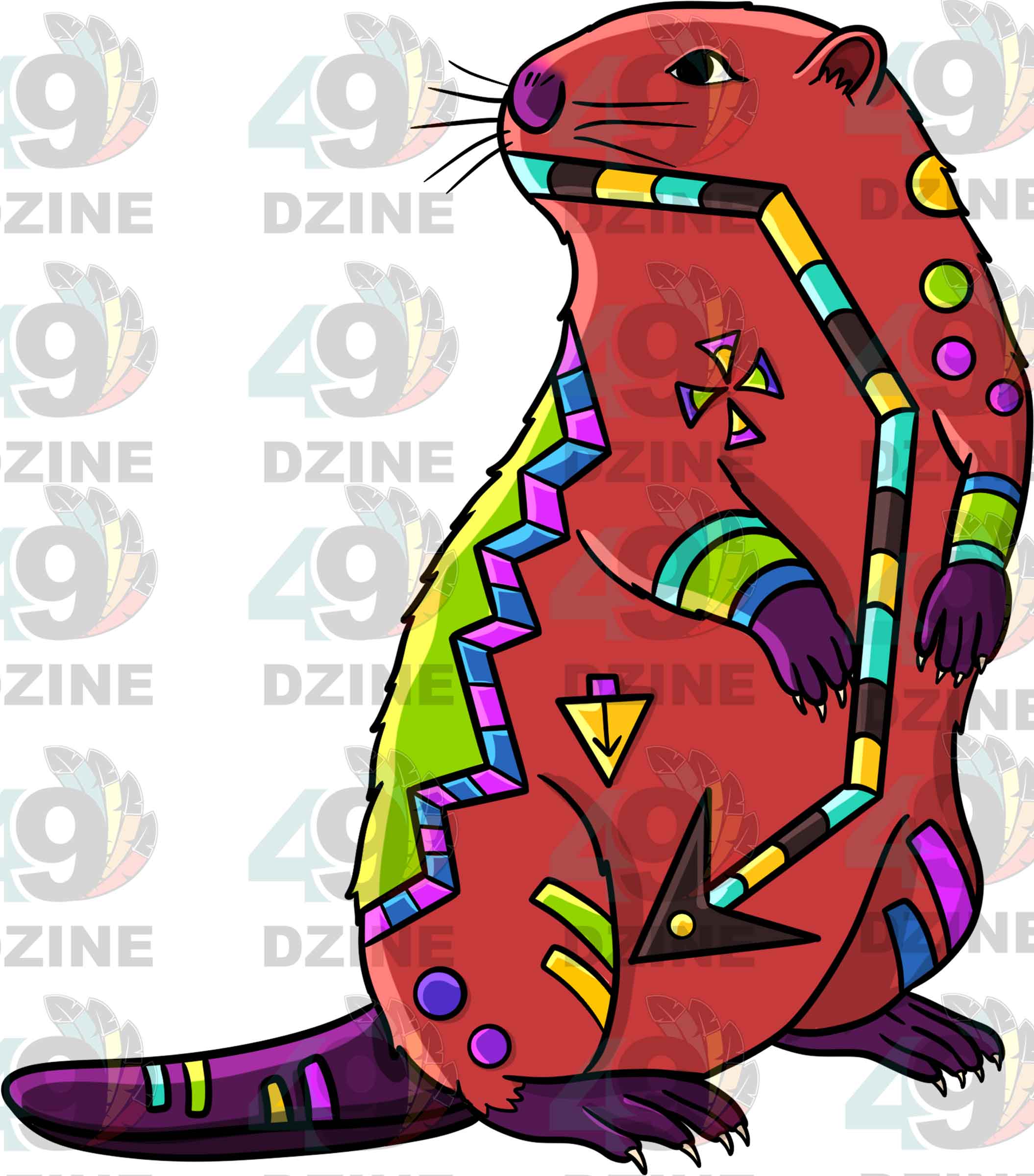 Beaver 3 Colored UV Sticker