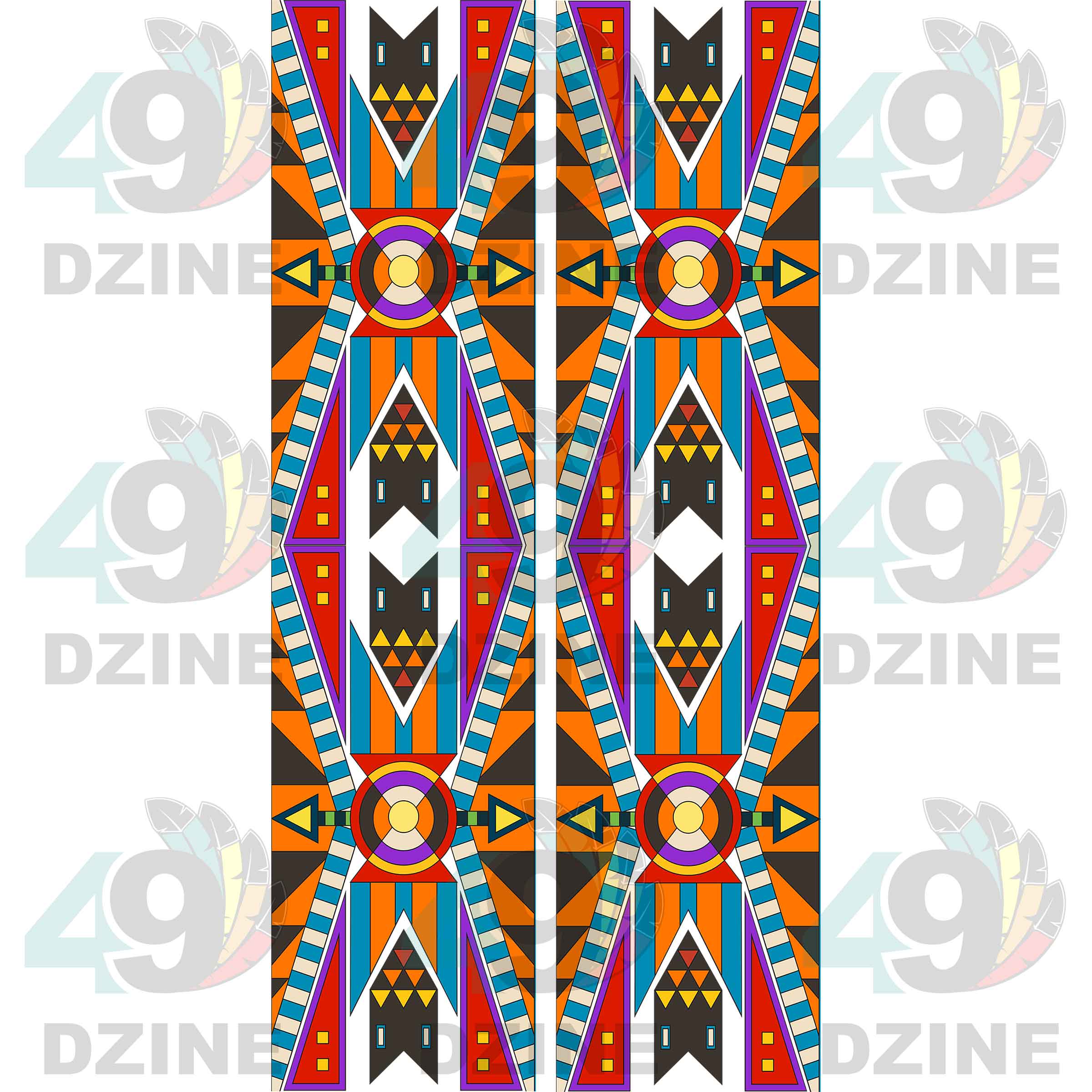 Fancy Dancer 12 with Geometric Design Two arm pieces Transfer (Various Sizes)