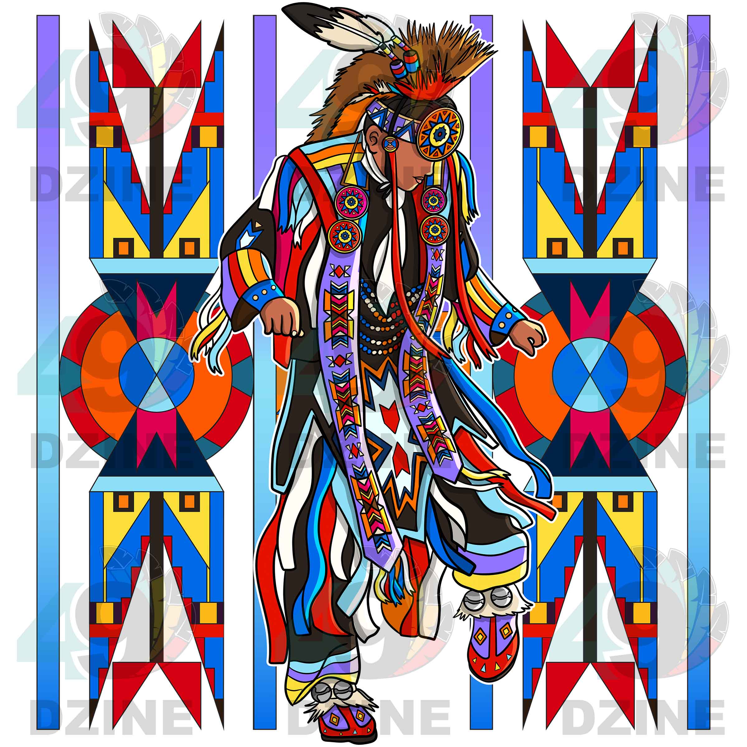 Fancy Dancer 8 with Geometric Design Transfer (Various Sizes)