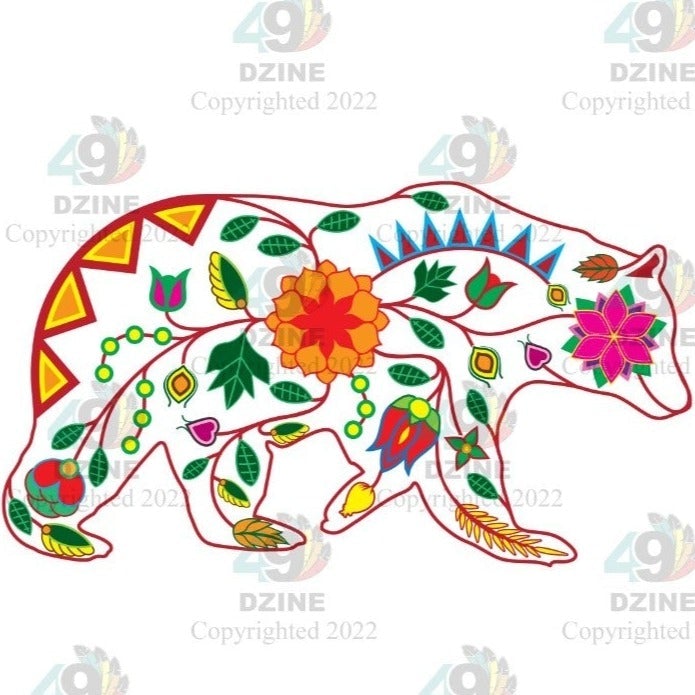 Floral Bear Sticker