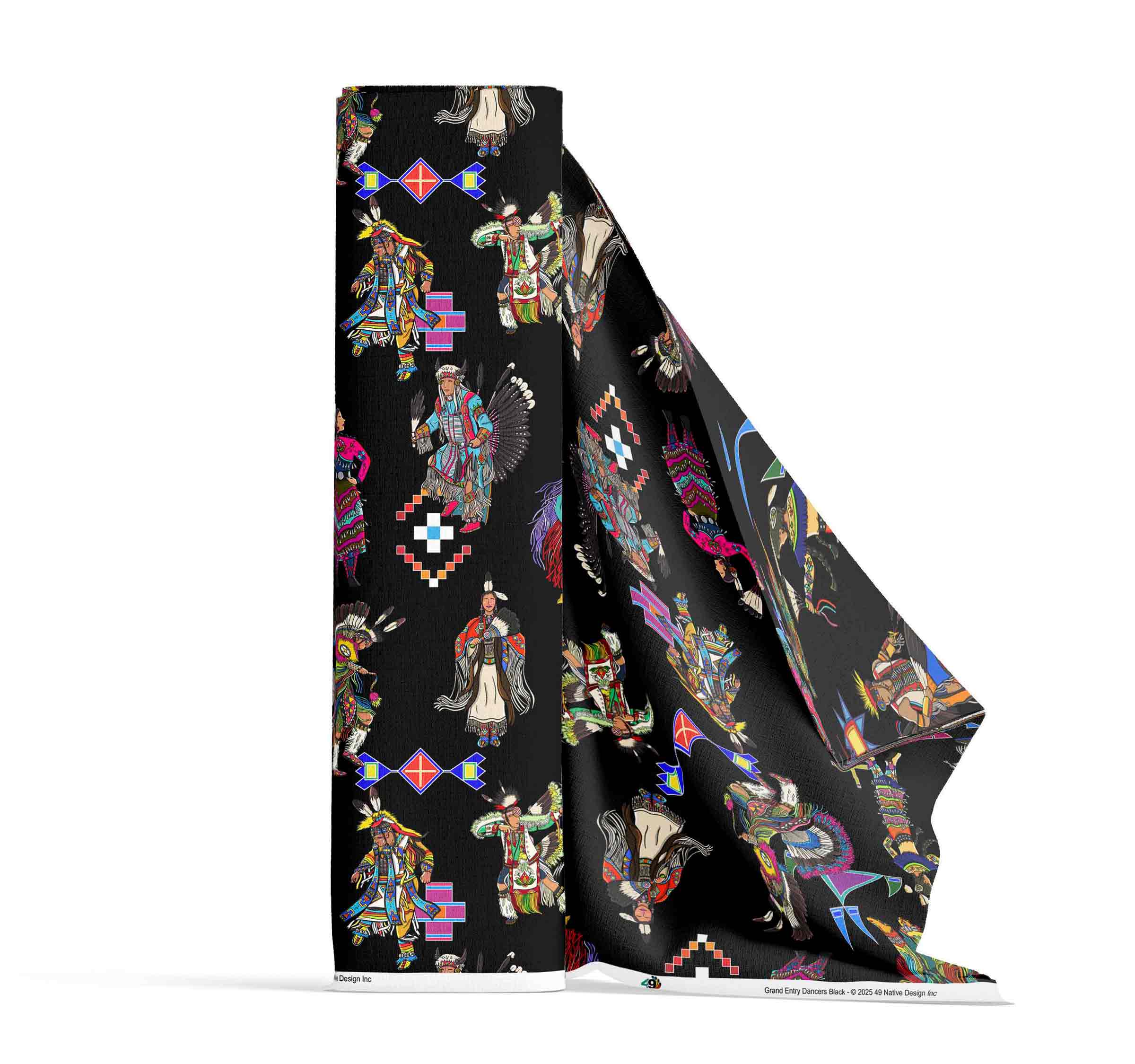 Grand Entry Dancers Black Large Cotton Poplin