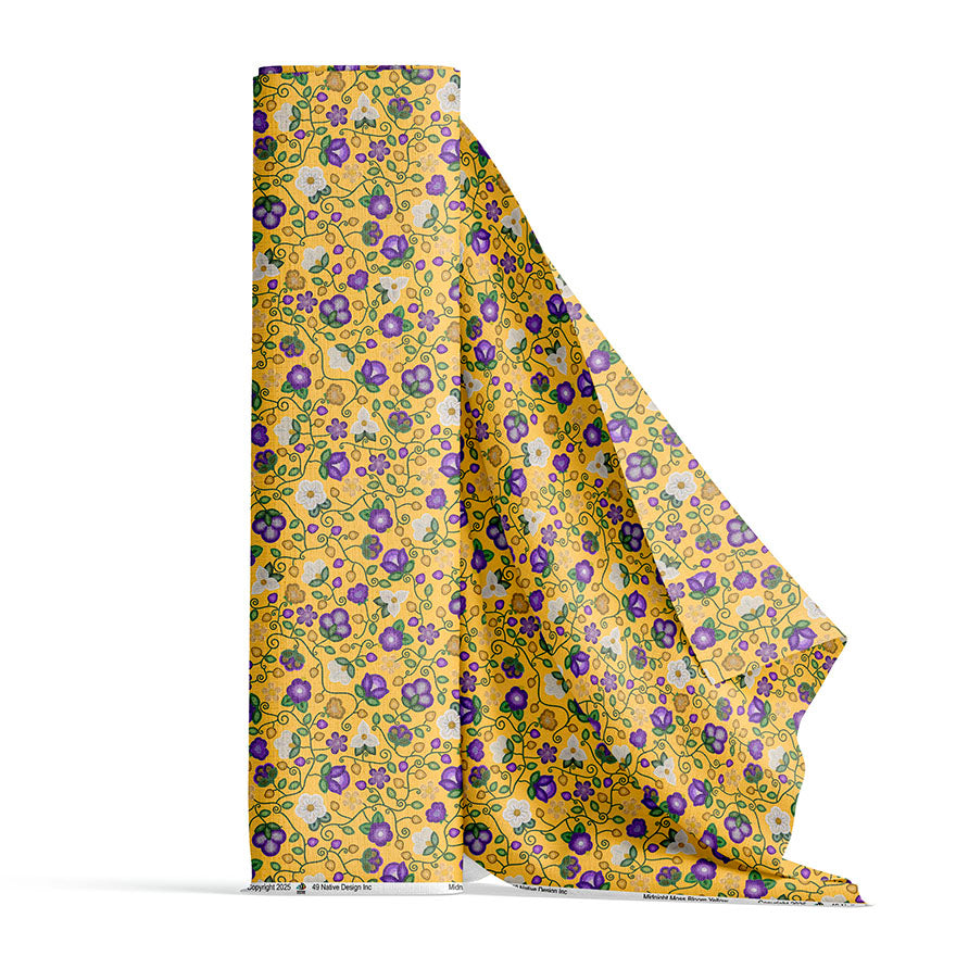 Midnight Moss Bloom Yellow Cotton Poplin