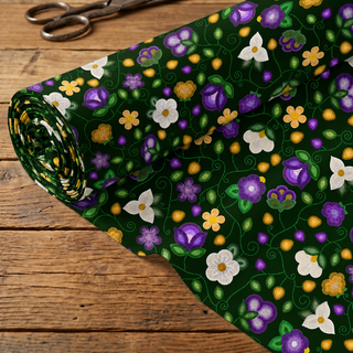 Midnight Moss Bloom Forest Cotton Poplin