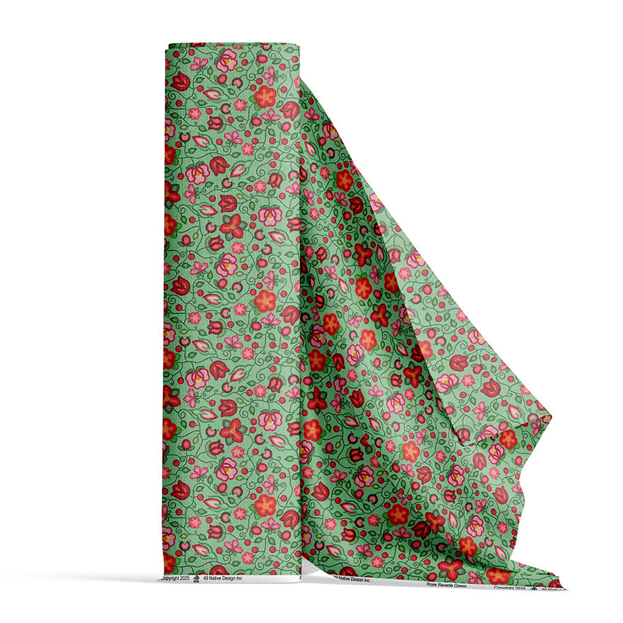 Rose Reverie Green Cotton Poplin