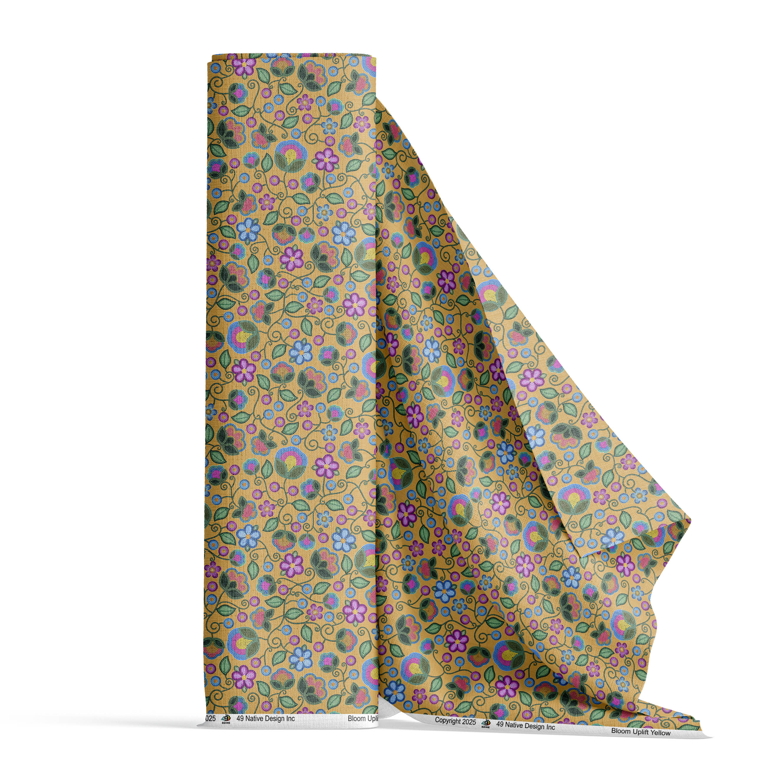 Turquoise Sunbeam Yellow Cotton Poplin