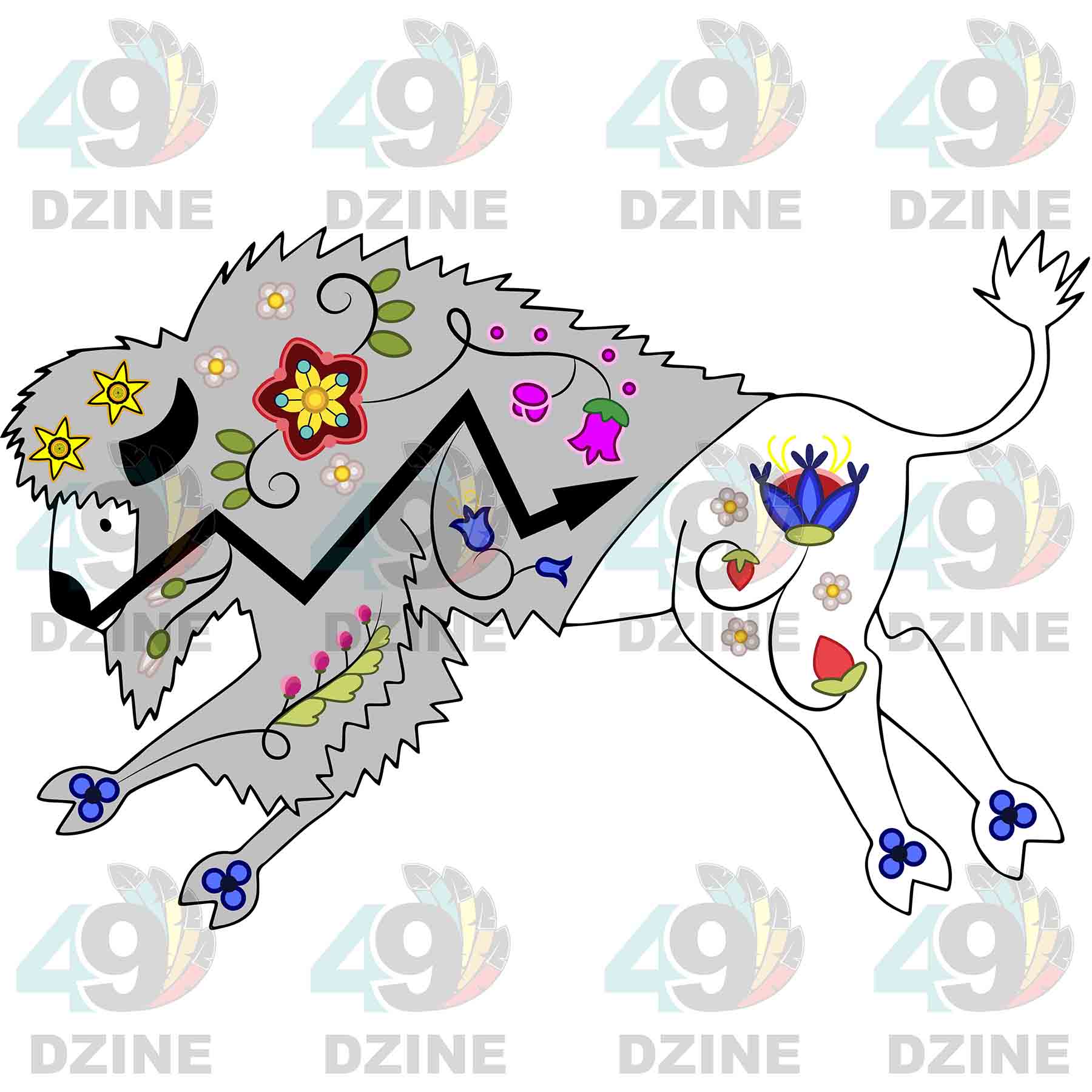 Floral Bison White UV Sticker