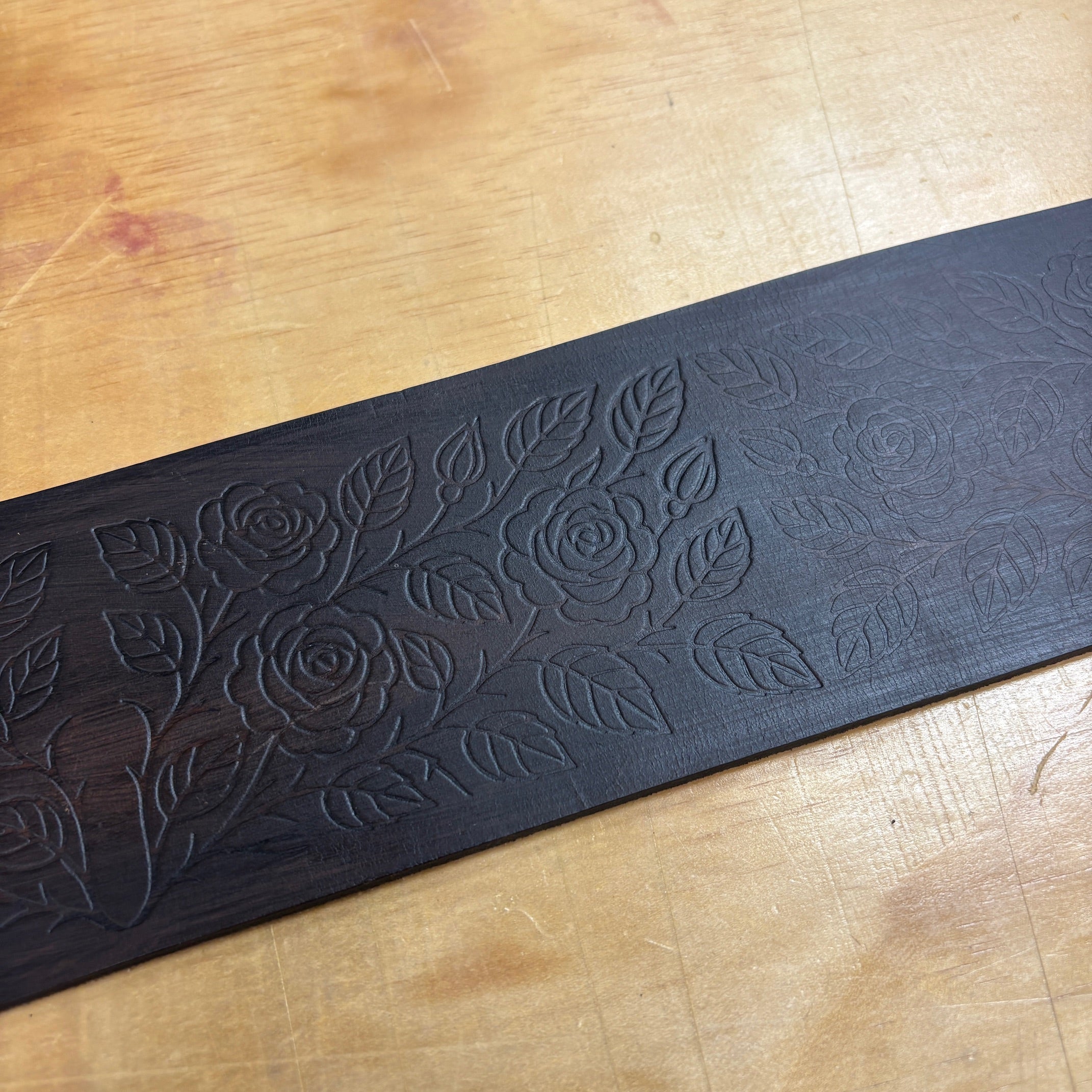 Handmade 27 in Brown Roses Buffalo Belt